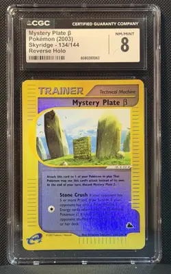 CGC 8 Mystery Plate B Reverse Holo 134/144 Skyridge 2003 Pokemon Card - Image 1