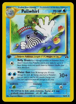 Pokemon Card - Poliwhirl Neo Discovery 44/75 Uncommon 1st Edition - Image 1