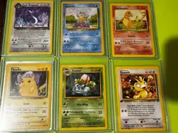 POKEMON SIX CARD VINTAGE LOT WITH FIRST TEAM ROCKET EDITION MEOWTH - Image 1