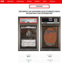 MTG Magic the Gathering LOTR Lord of the Rings Extended Art Mithril Coat PSA 9 - Image 3