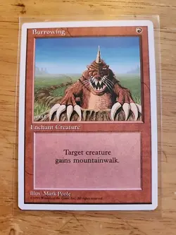 Burrowing - Fourth Edition 4th - Uncommon - Red Enchant Creature - Image 1