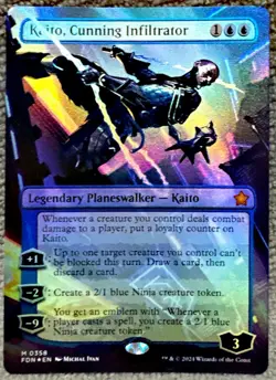 Kaito, Cunning Infiltrator 358 Foil Borderless Foundations Magic The Gathering - Image 1