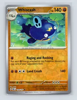 Pokemon TCG Whiscash 109/197 SV03: Obsidian Flames Reverse Holo NM - Image 1