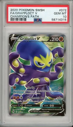 2020 Pokemon SWSH Champion's Path Grapploct V Full Art #072 PSA 10 - Image 1