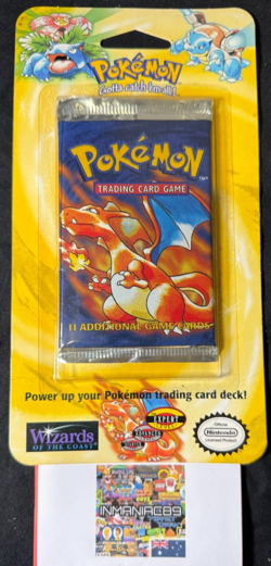 Pokemon TCG Base Set Unlimited Booster Blister Charizard Art WOTC Vintage Sealed - Image 1