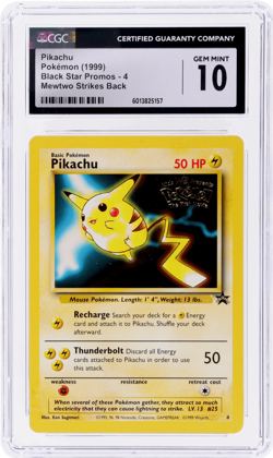 1999 Pokemon Wizards of the Coast Black Star Promo Pikachu First Movie CGC 10 - Image 1