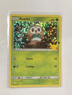 Pokemon TCG Rowlet 2021 McDonald's Collection Holo Confetti #7 - Image 1