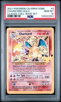 2021 POKEMON CELEBRATIONS CLASSIC COLL #4 CHARIZARD-HOLO PSA 10 - Image 1