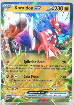 Koraidon Ex 124/197 Double Rare Sv03: Obsidian Flames Pokemon TCG NM - Image 1