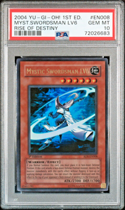 2004 Yugioh PSA 10 Mystic Swordsman LV6 RDS-EN008 1st Edition Ultra Rare GEMMINT - Image 1