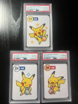 PSA 10 Pokemon Taruka Pikachu Round 1 & 2 / 1st 2nd 3rd Place 3 graded card lot - Image 1