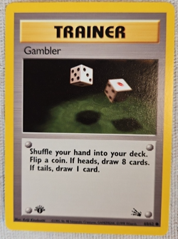 Pokemon TCG Gambler Trainer First Edition Wizards Of The Coast Fossil Card 60/62 - Image 1