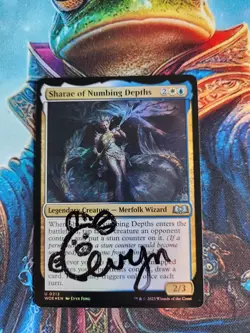 MTG Sharae of Numbing Depths - Wilds of Eldraine Foil - Signed By Artist, LP - Image 1