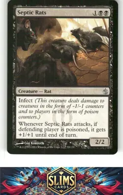 Magic the Gathering MTG Mirrodin Besieged Septic Rats #55 Buy 2 Get 1 - Image 1