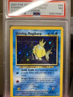 Pokemon Shining Magikarp Double Holo Neo Revelation 66/64 PSA 7 Swirl - Image 1