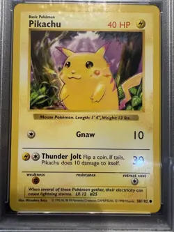 Pokemon TCG Pikachu Red Cheeks Shadowless Base Set Card 058/102 PSA 8 - Image 5
