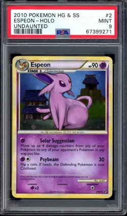 2010 Pokemon HG & SS Undaunted Espeon-Holo #2 PSA 9 MINT - Image 1