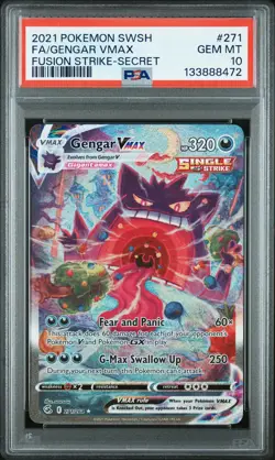 2021 POKEMON SWORD & SHIELD FUSION STRIKE SECRET FULL ART/GENGAR VMAX PSA 10 - Image 1