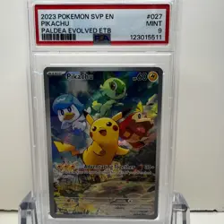 2023 POKEMON SVP EN PALDEA EVOLVED ETB PROMO #027 PIKACHU - PSA 9 MINT - Image 1