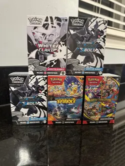 POKEMON TCG BOOSTER BUNDLE LOT WHITE FLARE BLACK BOLT SURGING MEGA NEW SEALED X5 - Image 1