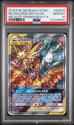 2019 POKEMON SM BLACK STAR PROMO FULL ART/MOLTRES & ZAPDOS & ARTICUNO GX PSA 10 - Image 1