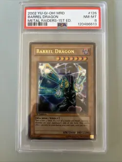 Yu-Gi-Oh Ultra Rare 1st Edition Barrel Dragon MRD-126 Metal Raiders PSA 8 USA - Image 1