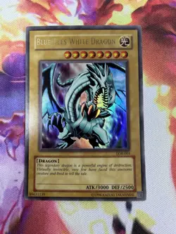 Blue Eyes White Dragon LOB-001 - Yugioh Ultra Rare Unlimited LP Original 1996 - Image 1