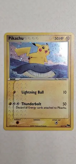 2007 Pokemon Pop Series 5 Pikachu Holo Card 12/17 Inverted Back Error - Image 1