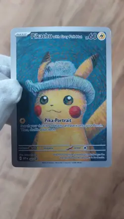 Pikachu with Grey Felt Hat - Pokemon 085 Promo Van Gogh Style Artcard/Dekocard - Image 1