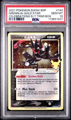 2021 Pokemon Greninja Gold Star SWSH144 Celebrations Promo Card PSA 10 Graded - Image 1