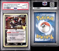 2021 Pokemon Greninja Gold Star SWSH144 Celebrations Promo Card PSA 10 Graded - Image 3