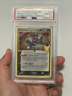 2021 Pokemon Greninja Gold Star SWSH144 Celebrations Promo Card PSA 10 Graded - Image 4