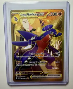 Pokemon TCG: Cynthia's Garchomp EX 241/182 Hyper Rare Gold Card! - Image 1