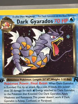 DARK GYARADOS Pokemon Card - WOTC - 1st Edition - Team Rocket - 8/82 HOLO NM (C) - Image 2