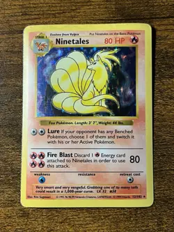Shadowless Ninetales Base 12/102 Pokemon Card Heavily Played - Image 1