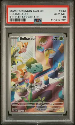 2024 Pokemon SCR EN Bulbasaur 143/142 Illustration Rare PSA 10 (532 - Image 1