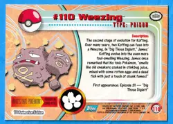 2000 Topps Pokemon TV Animation Edition Weezing #110 Blue Topps Logo NM-MT - Image 2