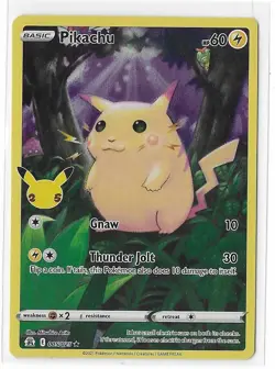 Pikachu 005/025 Celebrations Sword & Shield Full Art Rare Pokemon TCG Card NM - Image 1