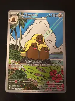 Pokemon TCG Alolan Dugtrio Holo Card Sv08: Surging Sparks 208/191 NM Condition - Image 1
