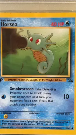 Horsea 49/62 First Edition 1999 Pokemon Fossil PSA NM-Mint 8 Graded Card - Image 2