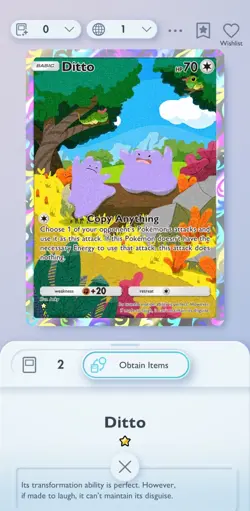Ditto ☆ Pokemon TCGP TCG Pocket English ENG Full Art Digital Trading Card - Image 3