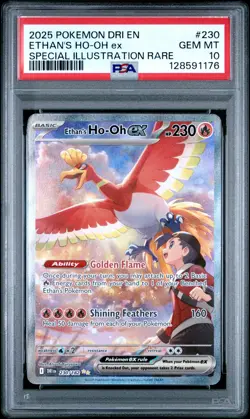 2025 POKEMON DRI EN-DESTINED RIVALS #230 ETHAN'S HO-OH EX PSA 10 - Image 1