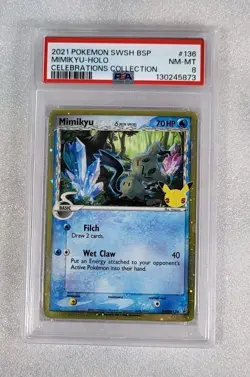 Mimikyu SWSH136 PSA 8 NM-MT 25th Celebrations Collection Pokemon TCG - Image 1