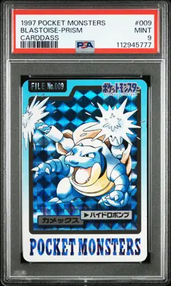 1997 POCKET MONSTERS CARDDASS #009 BLASTOISE-PRISM PSA 9 - Image 1