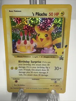 ______'s Birthday Pikachu 24 Celebrations Classic Collection Holo NM Pokemon TCG - Image 1