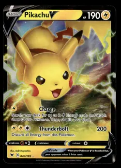Pikachu V 043/185 Ultra Rare Vivid Voltage Pokemon Card - Image 1