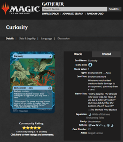 2023 MTG Magic the Gathering Wilds of Eldraine WOE Borderless Foil #17 Curiosity - Image 3