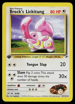 Pokemon Card - Brock's Lickitung Gym Heroes 41/132 Uncommon 1st Edition - Image 1