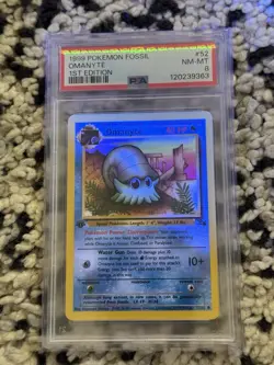 1999 POKEMON FOSSIL OMANYTE #52 1st Edition PSA 8 - Image 3