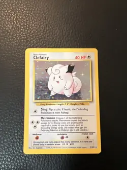 ### Clefairy 5/102 Base Set Unlimited Holo Rare Pokemon Vintage 1999 WoTC LP - Image 1